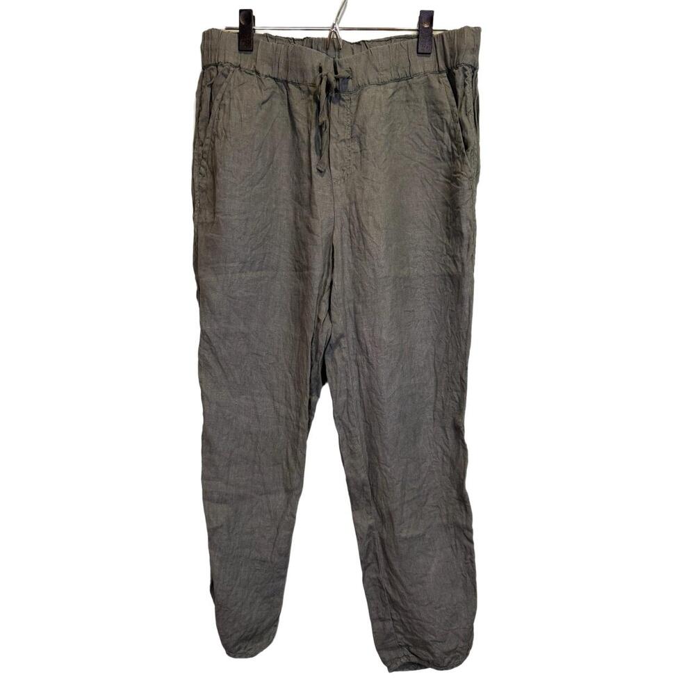 CASLON Womens Linen Pants Size M Light Sage Green Pull On Drawstring